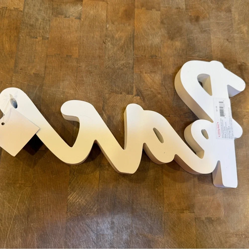 PEACE Script Wall Word Decor Sign in Light Blue by Holiday Homes Christmas NEW